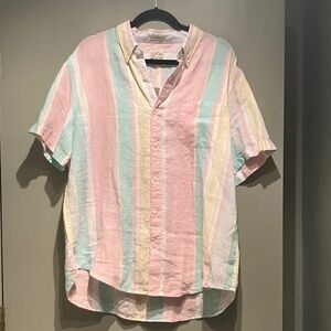 J.Crew Irish Linen Striped Shirt size XL NWT